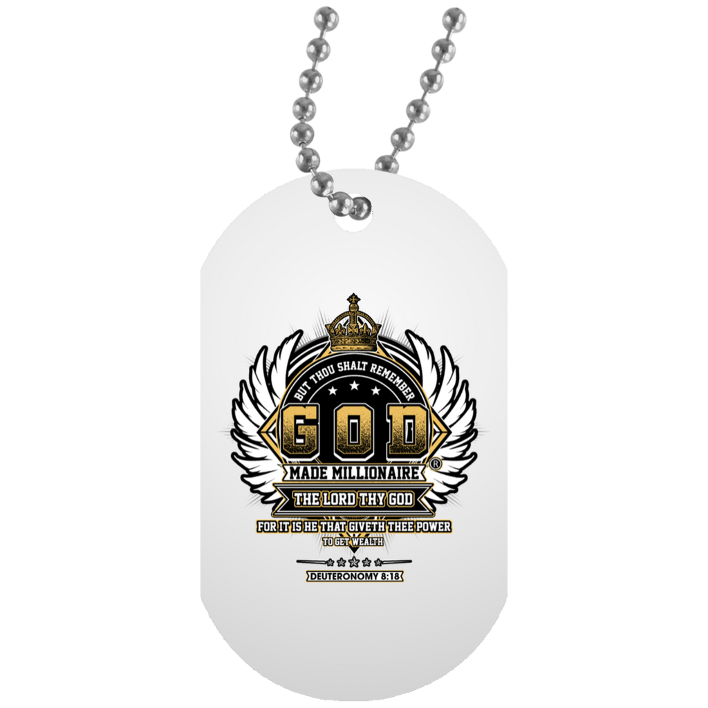 God Made Millionaire White Dog Tag