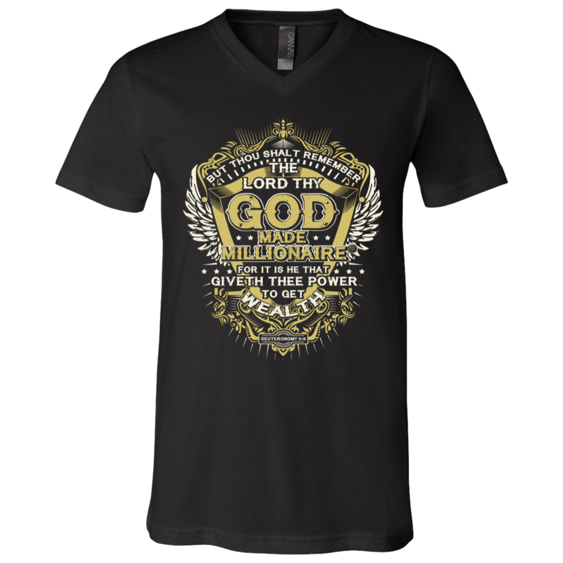 God Made Millionaire Crown Series Unisex Jersey SS V-Neck T-Shirt